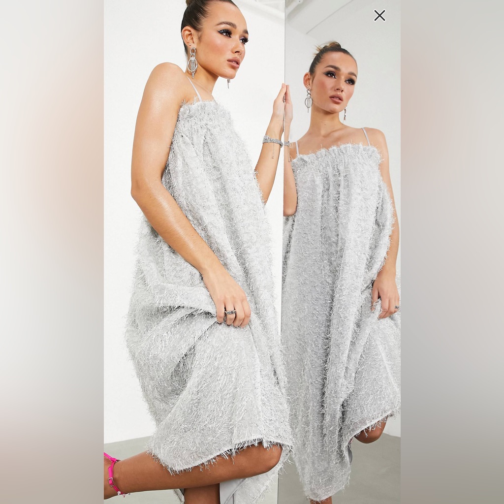 Nwt Asos Silver Tinsel Cami Dress